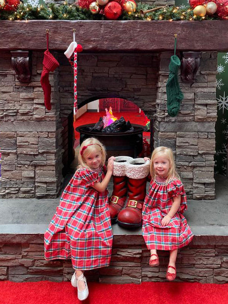 girls christmas dress smocked plaid holiday party Girl Green Plaid Holiday Dress