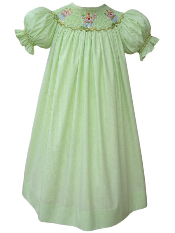 Girls birthday dress with smocked clowns--Carousel Wear - 3