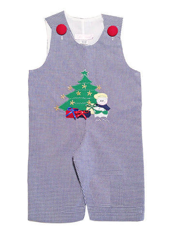 Boys Christmas time outfit with cute chirstmas tree, presents and snowman embroidered design--Carousel Wear - 2