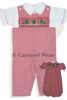 Red gingham Christmas Tree Longall--Carousel Wear - 2