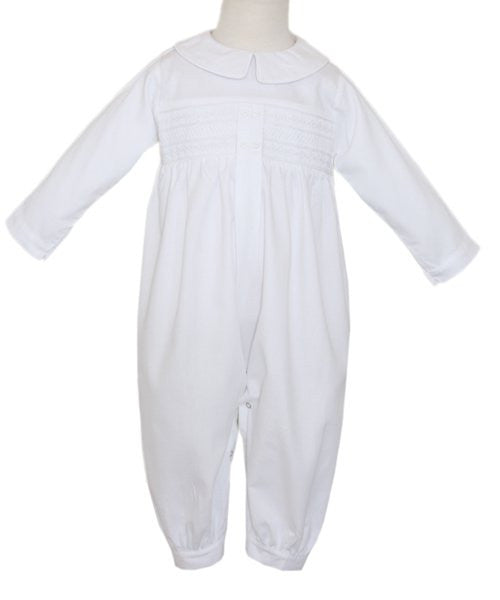 James Baby Boys Christening Overalls with Hand Smocking