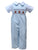 Adorable Light Blue Winter Christmas Holiday Smocked and Embroidered Long Overall Pants for Boys - Cute Gingerbread Man Embroidery Design