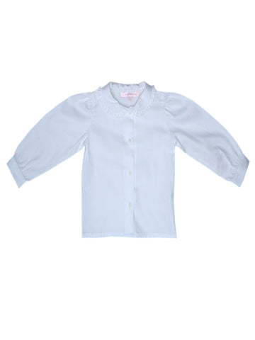 Basic Classic White Frill Collar Long Sleeve Button Up Under Shirt