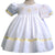 Savanah girls classic white dress with yellow ribbons and smocking--Carousel Wear