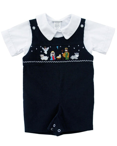 Baby Boy Smocked Nativity of Jesus Shortall Jon Jon Newborn Size