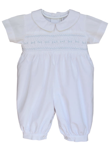 Hand smocked baby boy christening outfit 