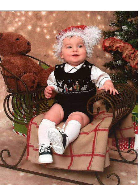Baby Boy Smocked Nativity of Jesus Shortall Jon Jon Newborn Size Baby Boy Smocked Nativity of Jesus Shortall Jon Jon Newborn Size