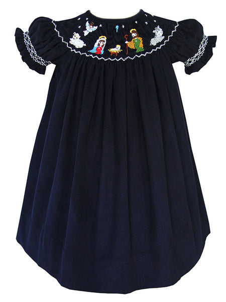 Baby Girls Nativity of Jesus Smocked Bishop Christmas Dress Baby Girls Nativity of Jesus Smocked Bishop Christmas Dress