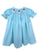 Light Blue Turquoise gingham smocked and embroidered Bishop Dress for Girls - Christmas Winter Holiday Santa Design