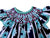 Turquoise Blue Spring Summer Floral Flower All over Print Design smocked embroidery bishop shirt - Matching Pants - Girls set