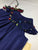 Beautiful Navy Blue Winter Christmas Holiday Pleated and Smocked Bishop Dress for Girls