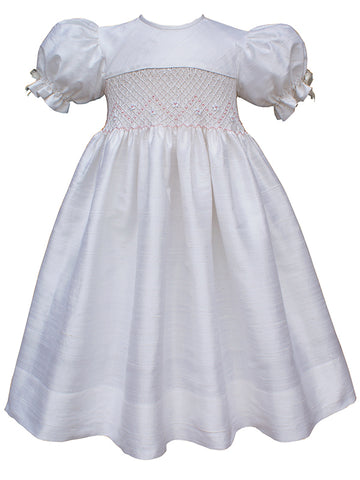 Flower Girls Silk Dresses with Smocking 