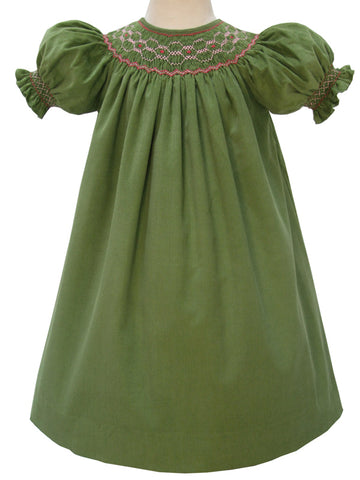 Fall smocked girls dresses in pinwale corduroy 