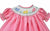 Girls Easter Bishop Dress with Smocked Pink Bunny--Carousel Wear - 6