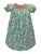 Adorable Green Christmas Holiday Smocked and Embroidered Bishop Dress for Girls - Santa and Candy Cane All Over Print Design
