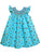 Adorable Fun Turquoise Blue Spring Easter Summer Holiday Smocked and Embroidered Bishop Dress for Girls - Multi Color Polka Dots Flower Floral All Over Print Design