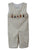 Adorable Tan Beige Fall Thanksgiving Holiday Smocked and Embroidered Overall Pants for Boys - Pilgrim, Indian and Turkey Embroidery Design 