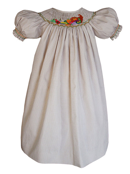 thanksgiving smocked dress Thankful Smocked Girls Bubble Outfit embroidered pumpkins Thanksgiving Smocked Dress Size 2T