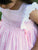 Girls PINK Pinafore Hand Smocked Summer Dress with Lace