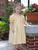 Girls Yellow Bishop Dress with Smocked Pink Hearts