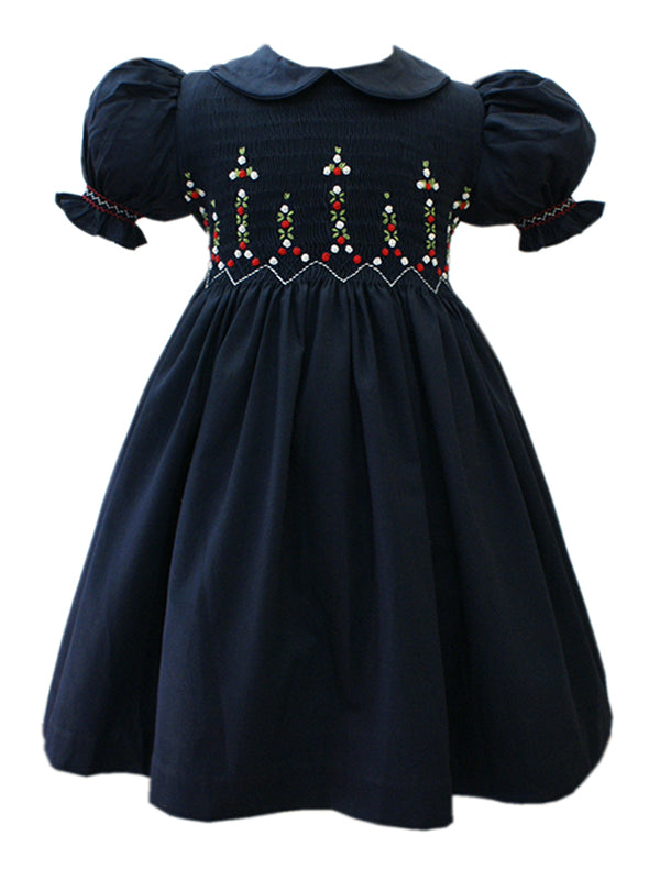 Baby Girls Smocked Classic Navy Dress for Portraits and Special Occasi Baby Girls Smocked Classic Navy Dress for Portraits and Special Occasi