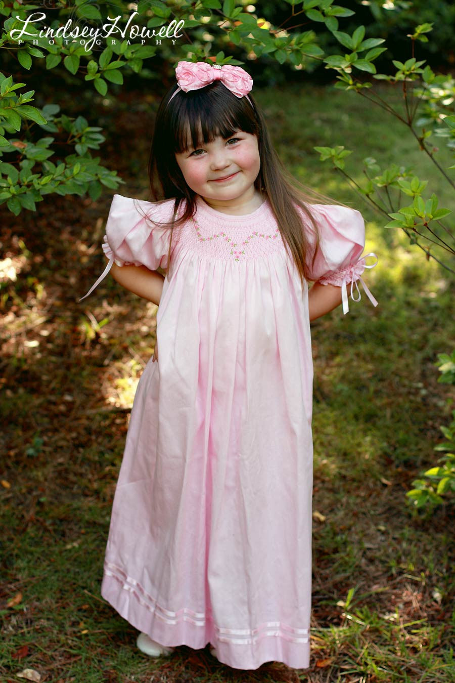 Baby Girls Smocked Pink Bishop Dress with Ribbons Baby Girls Smocked Pink Bishop Dress with Ribbons