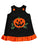 Adorable Fun Black Orange Fall Halloween Holiday Embroidered Overall Dress for Girls with Ruffles - Pumpkin Patch Jack O Lantern Embroidery Design