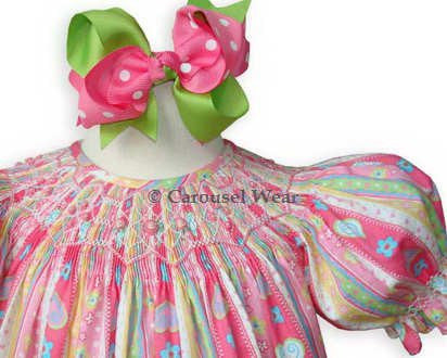 Anavini Baby Girls Pink Smocked Birthday Cupcakes Dress - Bishop