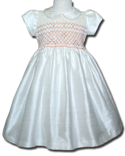 Infant Baby Girl Hand Smocked Silk Dupioni Dress Infant Baby Girl Hand Smocked Silk Dupioni Dress