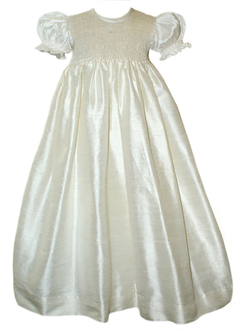 Baby Girls Silk Smocked Christening Gown--Carousel Wear - 1