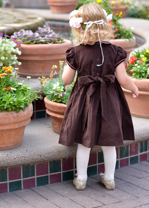 Fall Winter Heirloom Smocked Brown Dress for Girls Fall Winter Heirloom Smocked Brown Dress for Girls