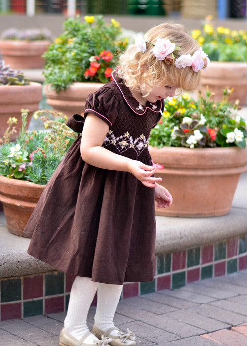 Fall Winter Heirloom Smocked Brown Dress for Girls Fall Winter Heirloom Smocked Brown Dress for Girls