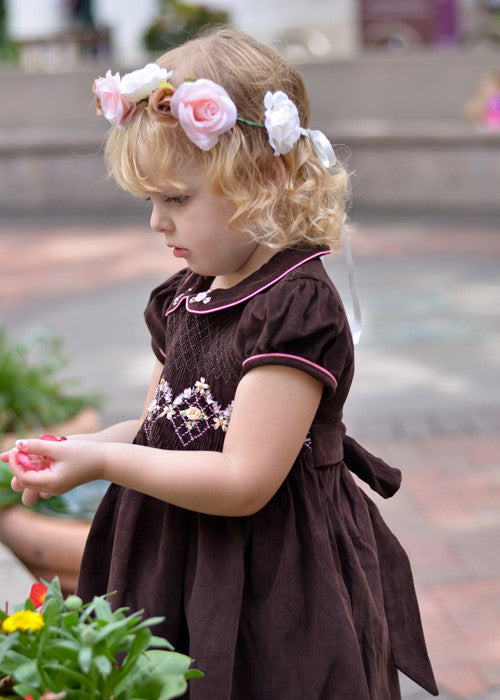 Fall Winter Heirloom Smocked Brown Dress for Girls Fall Winter Heirloom Smocked Brown Dress for Girls
