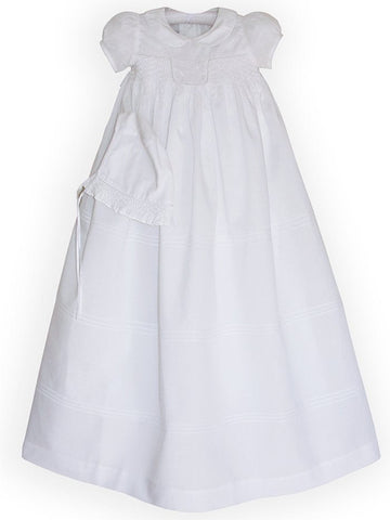 Dove Christening Gown and Smocked Bonnet for Baby Girls--Carousel Wear - 2