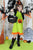 Girl wearing jack-o-lantern Halloween A-line dress for trick-or-treating