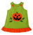 Girls green Halloween A-line dress with jack-o-lantern applique