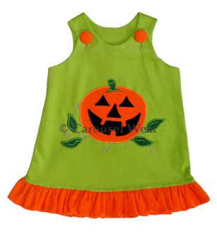Jack-O-Lantern Baby Girls Green Halloween Dress--Carousel Wear - 2
