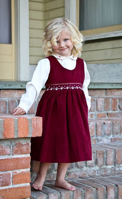 Baby Girls Fall Winter Corduroy Smocked Dress for Thanksgiving with Long Sleeves