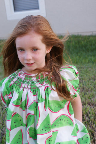 Girls summer dresses with SMOCKED watermelons-