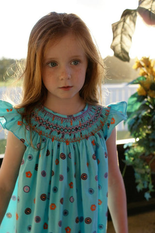 Girls turquoise summer dress a/w--Carousel Wear - 2