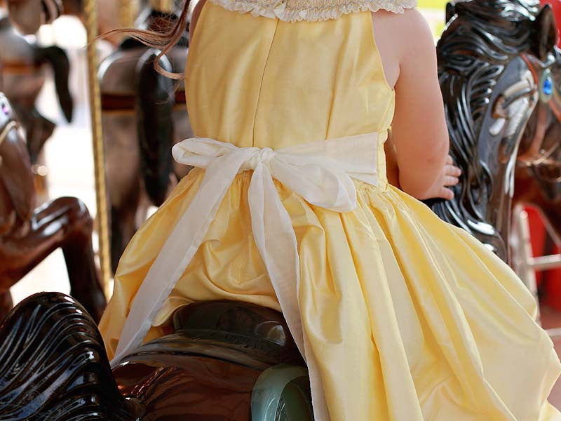 Yellow Silk Dupioni Princess Belle Smocked Flower Girls Dress Yellow Silk Dupioni Princess Belle Smocked Flower Girls Dress