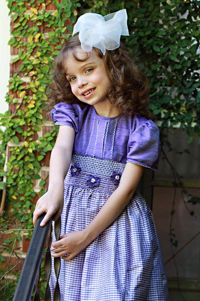 Elegant Girls Silk Smocked Dress in Light Purple Elegant Girls Silk Smocked Dress in Light Purple