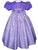 Beautiful Elegant Light Lavender Purple Silk Plaid Smocked and Embroidered Dress for Girls with Puff Cap Sleeves and Flowers - Flower Girl Wedding Spring Easter Dress