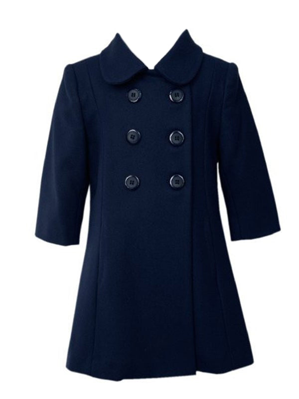 Elegant Girls Navy Wool Fall Winter Coat Double Breasted 2T