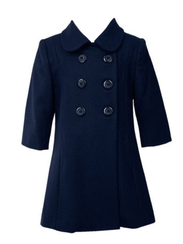 Beautiful Classic Navy Blue Wool Winter Fall Christmas Holiday Double Breasted Peacoat Jacket Coat for Kids