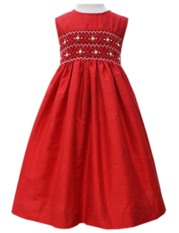 Red Flower Princess Silk Dress 3T--Carousel Wear - 1
