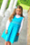 Girls Smocked Fall Winter Dress in Turquoise Corduroy and Long Sleeves--Carousel Wear - 1
