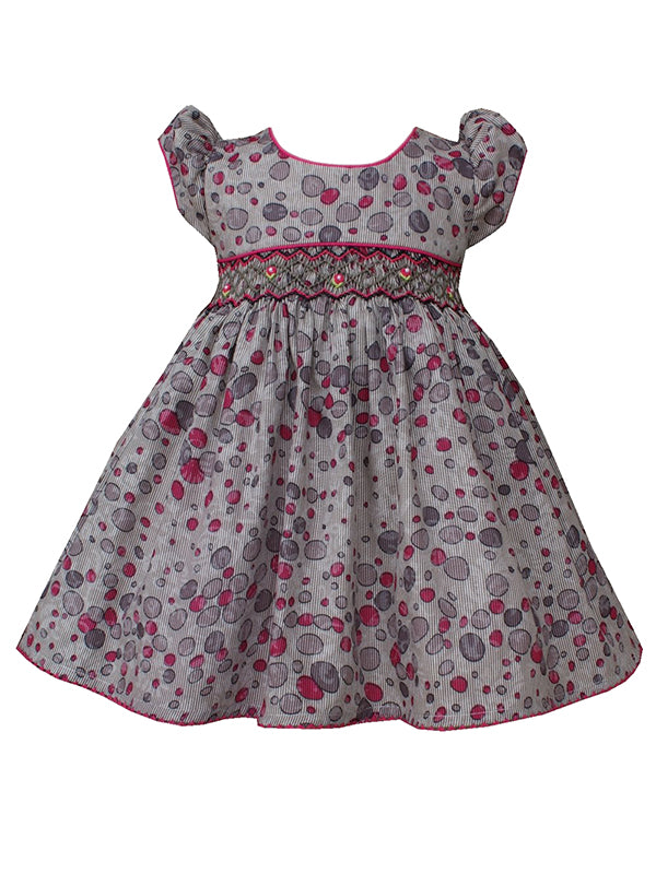 Baby Girls Brown and Red Smocked Dress--Carousel Wear - 1