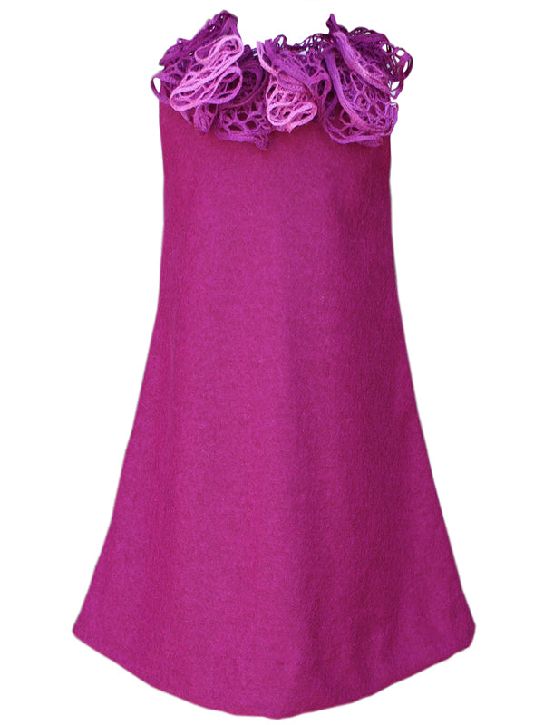 Toddler Girls Burgundy Wool A Line Elegant Dress 4T