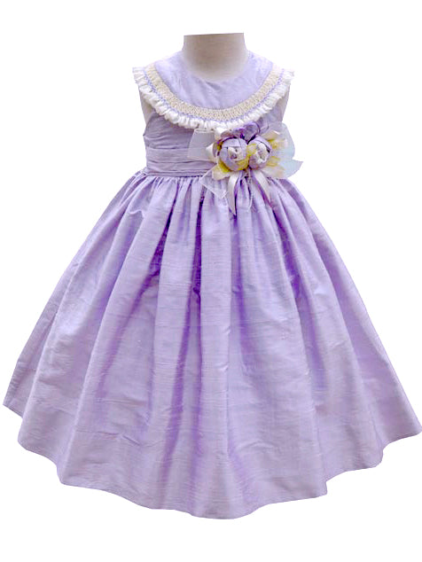 Beautiful Lavender Purple Flower Girl Wedding Special Occasion Silk Dress for Girls
